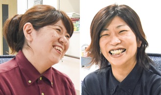 同社取締役の青木さん（右）と「デイサービスセンター陽と花いずみ」の武田さん