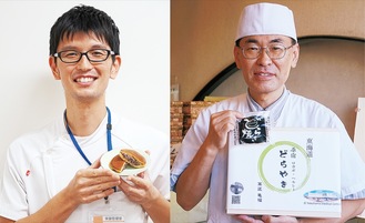 管理栄養士の清水さん（左）と石井店長。袋や箱の掛け紙も院内の公募で作ったオリジナル