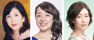 出演する（左から）内薗環さん（メゾソプラノ）、佐伯水美さん（ピアノ）、佐々木ふみさん（フルート）