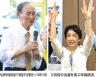 菅氏、早稲田氏 選挙区制す