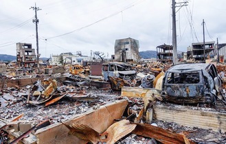 甚大な被害を受けた輪島市内（石川県ホームページから）