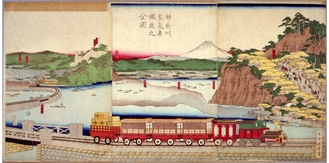 「神奈川蒸気車鉄道之全図」 1870(明治3)年 横浜開港資料館所蔵