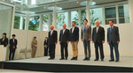 記念式典に出席した山中市長（右から３人目）と道志村、昭和村の関係者