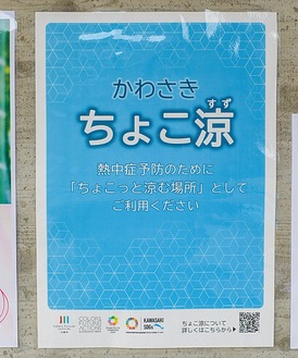 生田緑地に掲示されている「ちょこ涼」の目印のポスター