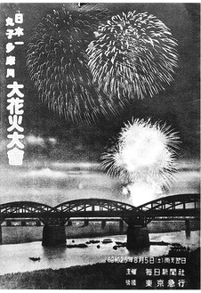 昭和25年の丸子多摩川花火大会のポスター／『中原街道と武蔵小杉』より