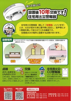 住宅用火災警報器の点検を推奨するチラシ