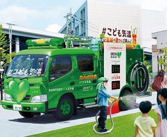 「熱中症防車」も展示