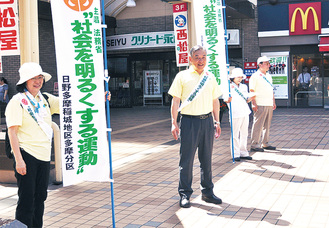 阿部市長も街頭で呼びかけを行った