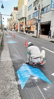 中町の市街地での施工