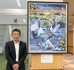 湘南厚木病院に展示中の作品と岩壁さん