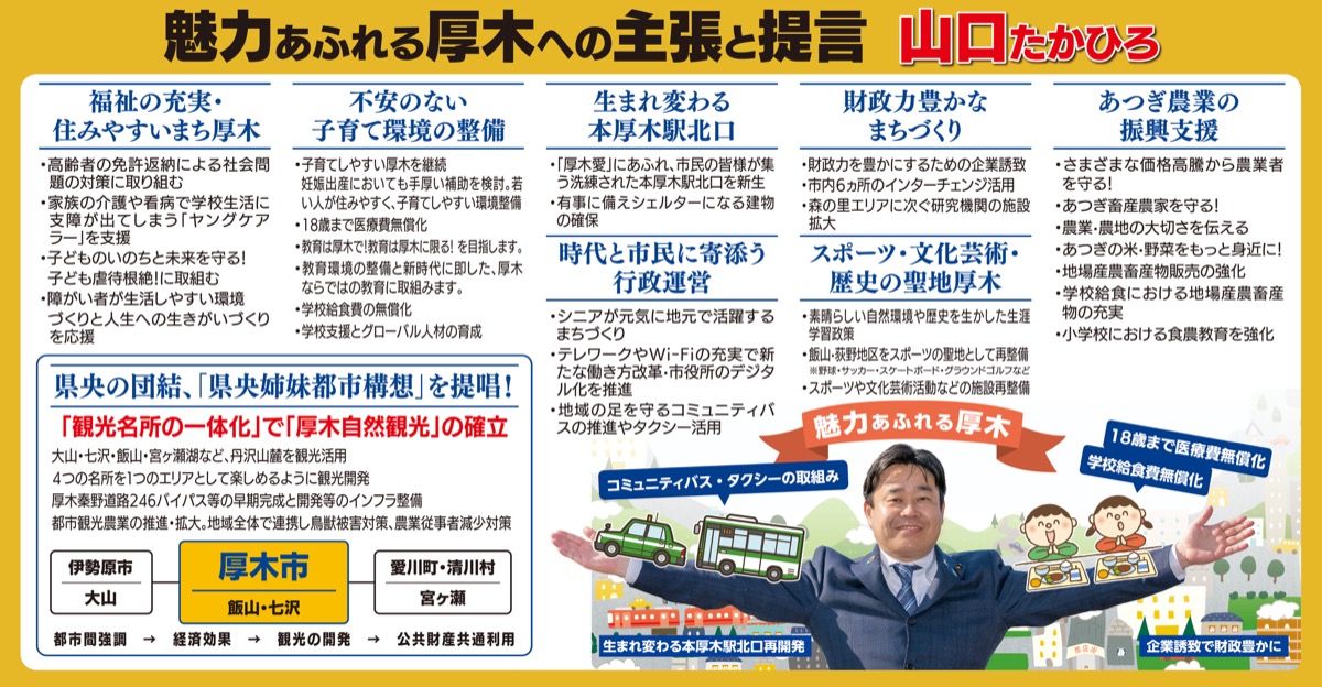 厚木 が炸裂! 神奈川県議会議員 山口たかひろ 意見広告 厚木の未来を実行する新たな挑戦!新たな決意! | 厚木・愛川・清川 | タウンニュース