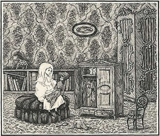 エドワード・ゴーリー『不幸な子供』挿絵・原画1959年©2022 The Edward Gorey Charitable Trust