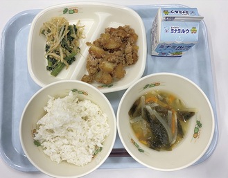 横須賀市が提供している学校給食の一例（市提供）