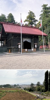 宇都母知神社（写真上）、打戻の街並み