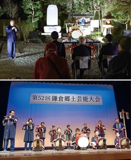 平和祈願イベントとお囃子演奏。写真左が小野田