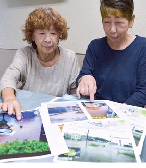 被害状況を伝えるみち子さん（左）とまち子さん