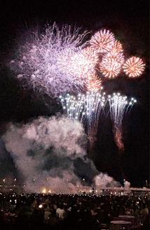 酒匂川上空を彩る花火（写真は昨年）